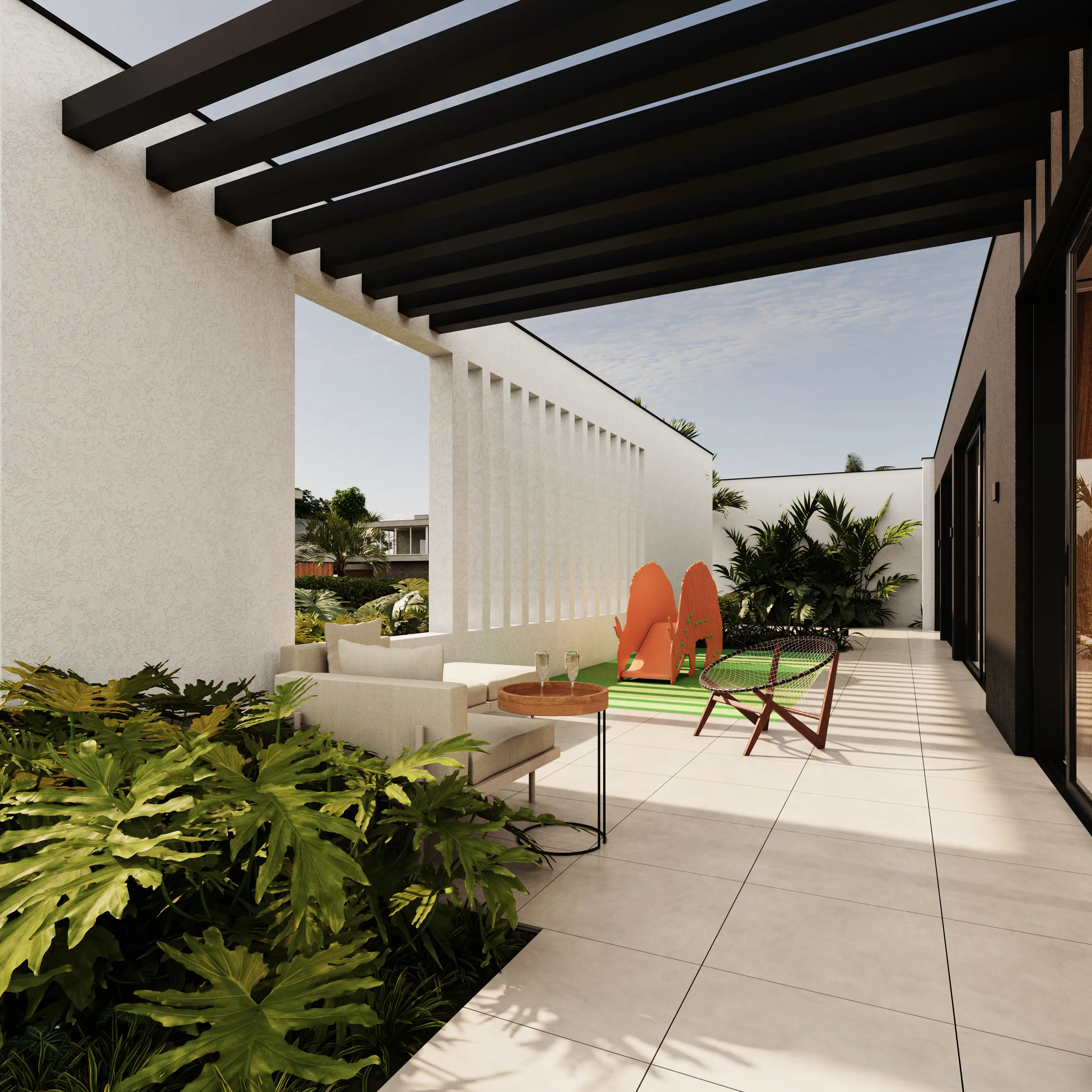 Lounge externo do condomínio Las Casas